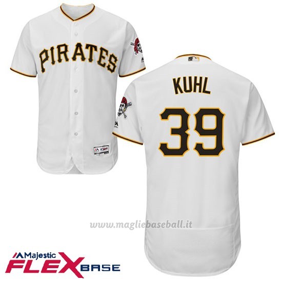 Maglia Baseball Uomo Pittsburgh Pirates Chad Kuhl Bianco Flex Base Autentico Collezione